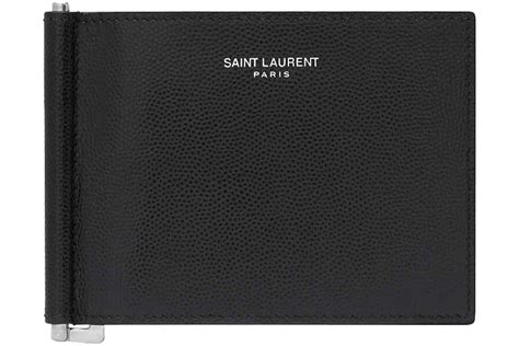 Saint Laurent Paris Bill clip wallet in grain de poudre embossed .